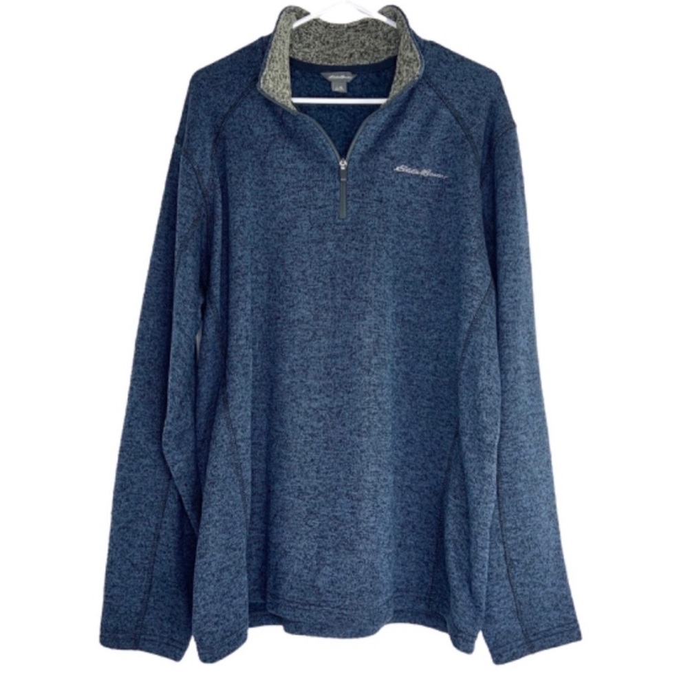 NEVER BEEN WORN, Eddie Bauer ¼ Zip Fleece Pullover Sweater Heathered Blue, SZ XL